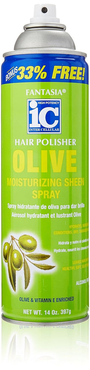 Fantasia IC Olive Moisturizing Sheen Spray, Hair Polisher, 14 Oz